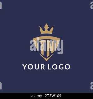 TN logo with shield and crown, monogram initial logo style vector file Stock Vector