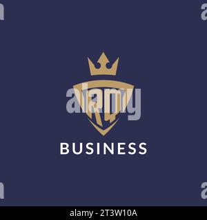 RQ logo with shield and crown, monogram initial logo style vector file Stock Vector