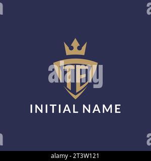 TE logo with shield and crown, monogram initial logo style vector file Stock Vector