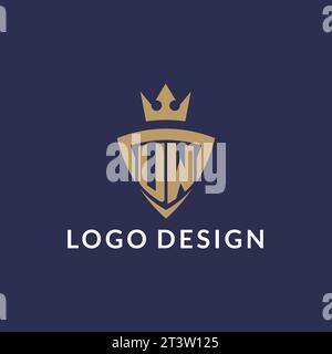 UW logo with shield and crown, monogram initial logo style vector file Stock Vector