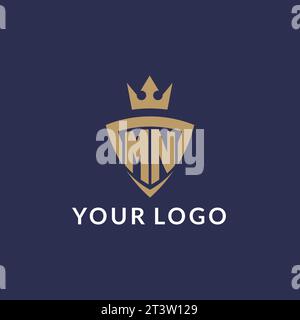 MN logo with shield and crown, monogram initial logo style vector file Stock Vector