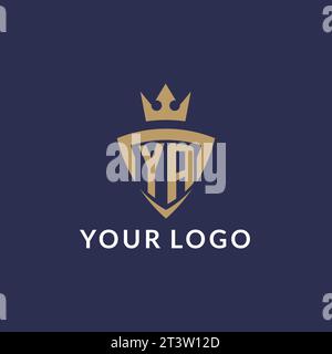YA logo with shield and crown, monogram initial logo style vector file Stock Vector