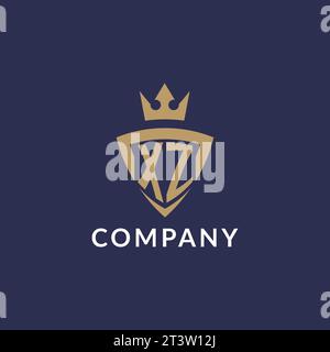 XZ logo with shield and crown, monogram initial logo style vector file Stock Vector