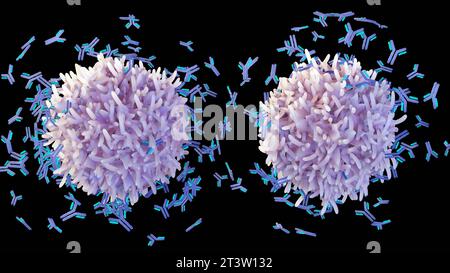 B cells help protect the body against germs, virus, or bacteria by making proteins called antibodies 3d rendering Stock Photo