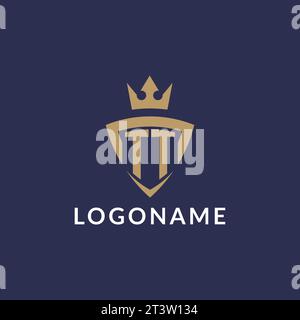 TT logo with shield and crown, monogram initial logo style vector file Stock Vector