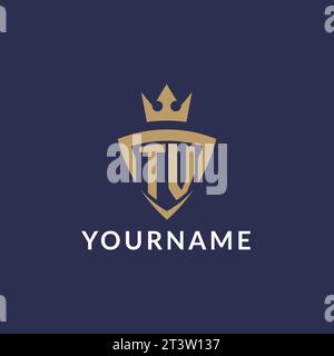 TV logo with shield and crown, monogram initial logo style vector file Stock Vector