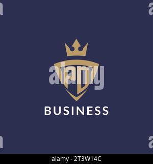 PD logo with shield and crown, monogram initial logo style vector file Stock Vector