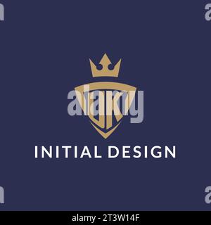 UK logo with shield and crown, monogram initial logo style vector file Stock Vector
