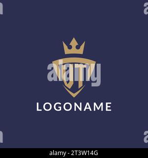 VT logo with shield and crown, monogram initial logo style vector file Stock Vector