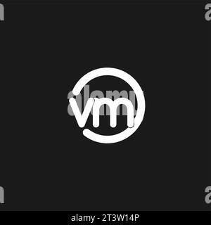 Initials VM logo monogram with simple circles lines vector graphic Stock Vector