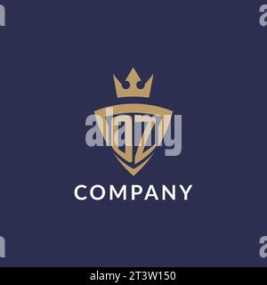 OZ logo with shield and crown, monogram initial logo style vector file Stock Vector