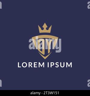 OY logo with shield and crown, monogram initial logo style vector file Stock Vector