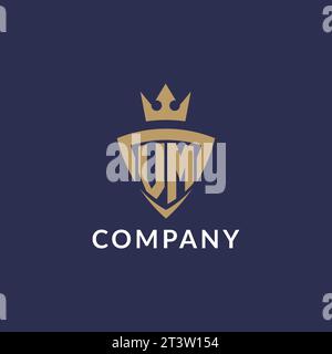 VM logo with shield and crown, monogram initial logo style vector file Stock Vector