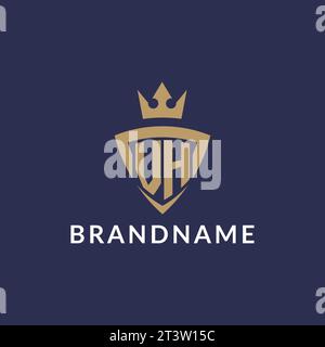 VH logo with shield and crown, monogram initial logo style vector file Stock Vector