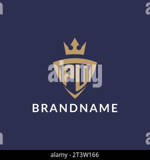 PU logo with shield and crown, monogram initial logo style vector file Stock Vector