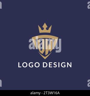 VW logo with shield and crown, monogram initial logo style vector file Stock Vector