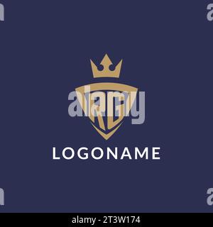 RG logo with shield and crown, monogram initial logo style vector file Stock Vector
