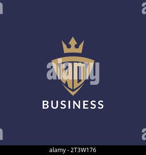 WD logo with shield and crown, monogram initial logo style vector file Stock Vector