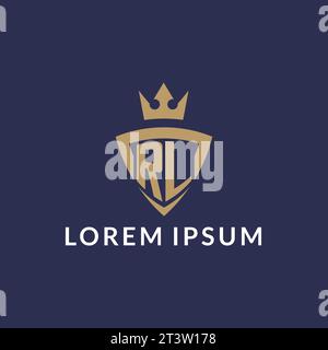 RL logo with shield and crown, monogram initial logo style vector file Stock Vector