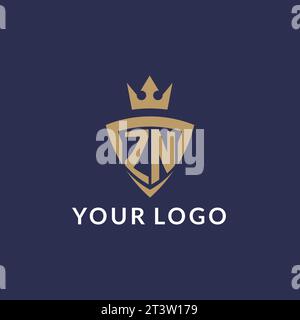 ZN logo with shield and crown, monogram initial logo style vector file Stock Vector
