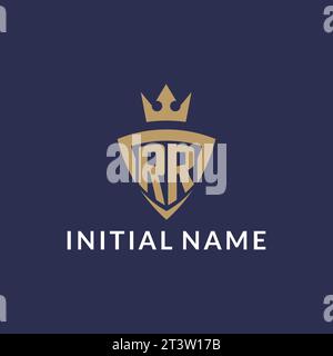 RR logo with shield and crown, monogram initial logo style vector file Stock Vector