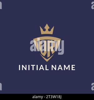 VR logo with shield and crown, monogram initial logo style vector file Stock Vector