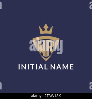 WR logo with shield and crown, monogram initial logo style vector file Stock Vector