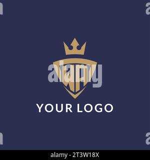 WA logo with shield and crown, monogram initial logo style vector file Stock Vector