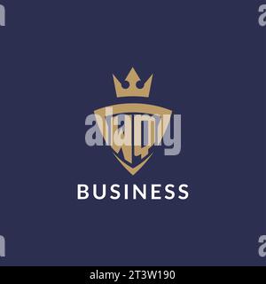 WQ logo with shield and crown, monogram initial logo style vector file Stock Vector