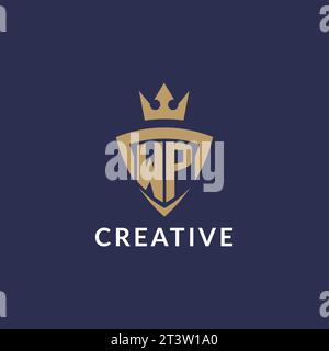 WP logo with shield and crown, monogram initial logo style vector file Stock Vector