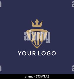 XN logo with shield and crown, monogram initial logo style vector file Stock Vector