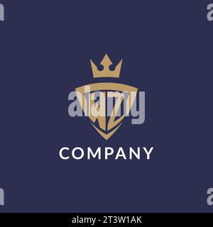 WZ logo with shield and crown, monogram initial logo style vector file Stock Vector