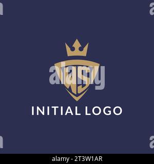 WS logo with shield and crown, monogram initial logo style vector file Stock Vector