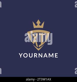 XI logo with shield and crown, monogram initial logo style vector file Stock Vector