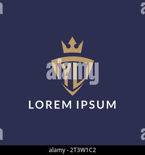 YL logo with shield and crown, monogram initial logo style vector file Stock Vector