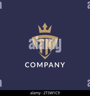 TM logo with shield and crown, monogram initial logo style vector file Stock Vector
