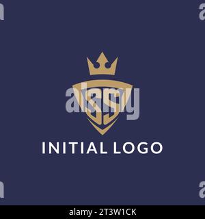 SS logo with shield and crown, monogram initial logo style vector file Stock Vector