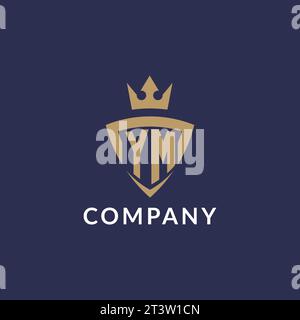 YM logo with shield and crown, monogram initial logo style vector file Stock Vector