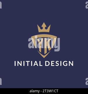 YK logo with shield and crown, monogram initial logo style vector file Stock Vector
