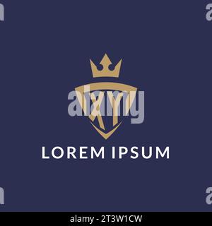 XY logo with shield and crown, monogram initial logo style vector file Stock Vector