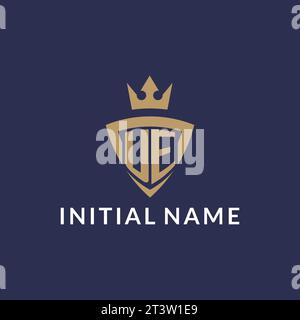 UE logo with shield and crown, monogram initial logo style vector file Stock Vector