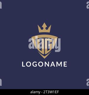 UG logo with shield and crown, monogram initial logo style vector file Stock Vector