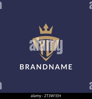 YU logo with shield and crown, monogram initial logo style vector file Stock Vector