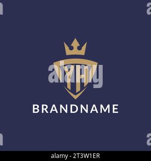 YH logo with shield and crown, monogram initial logo style vector file Stock Vector