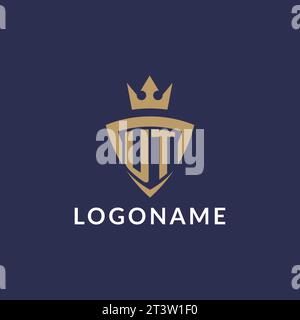UT logo with shield and crown, monogram initial logo style vector file Stock Vector