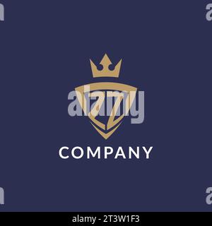 ZZ logo with shield and crown, monogram initial logo style vector file Stock Vector