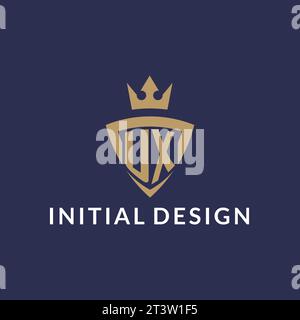 UX logo with shield and crown, monogram initial logo style vector file Stock Vector
