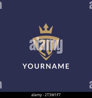 ZV logo with shield and crown, monogram initial logo style vector file Stock Vector