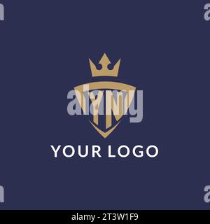 YN logo with shield and crown, monogram initial logo style vector file Stock Vector