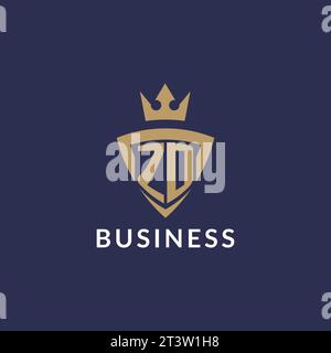 ZD logo with shield and crown, monogram initial logo style vector file Stock Vector